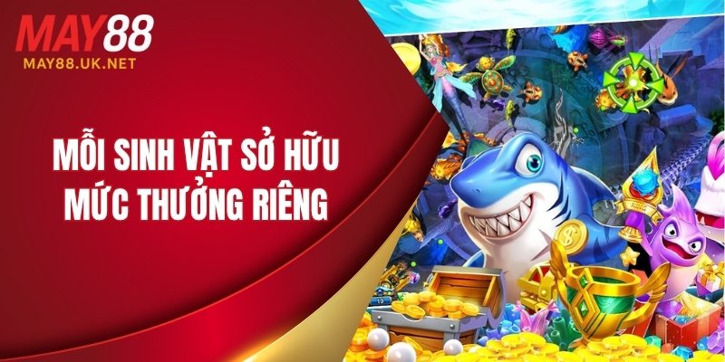 Mỗi sinh vật sở hữu mức thưởng riêng